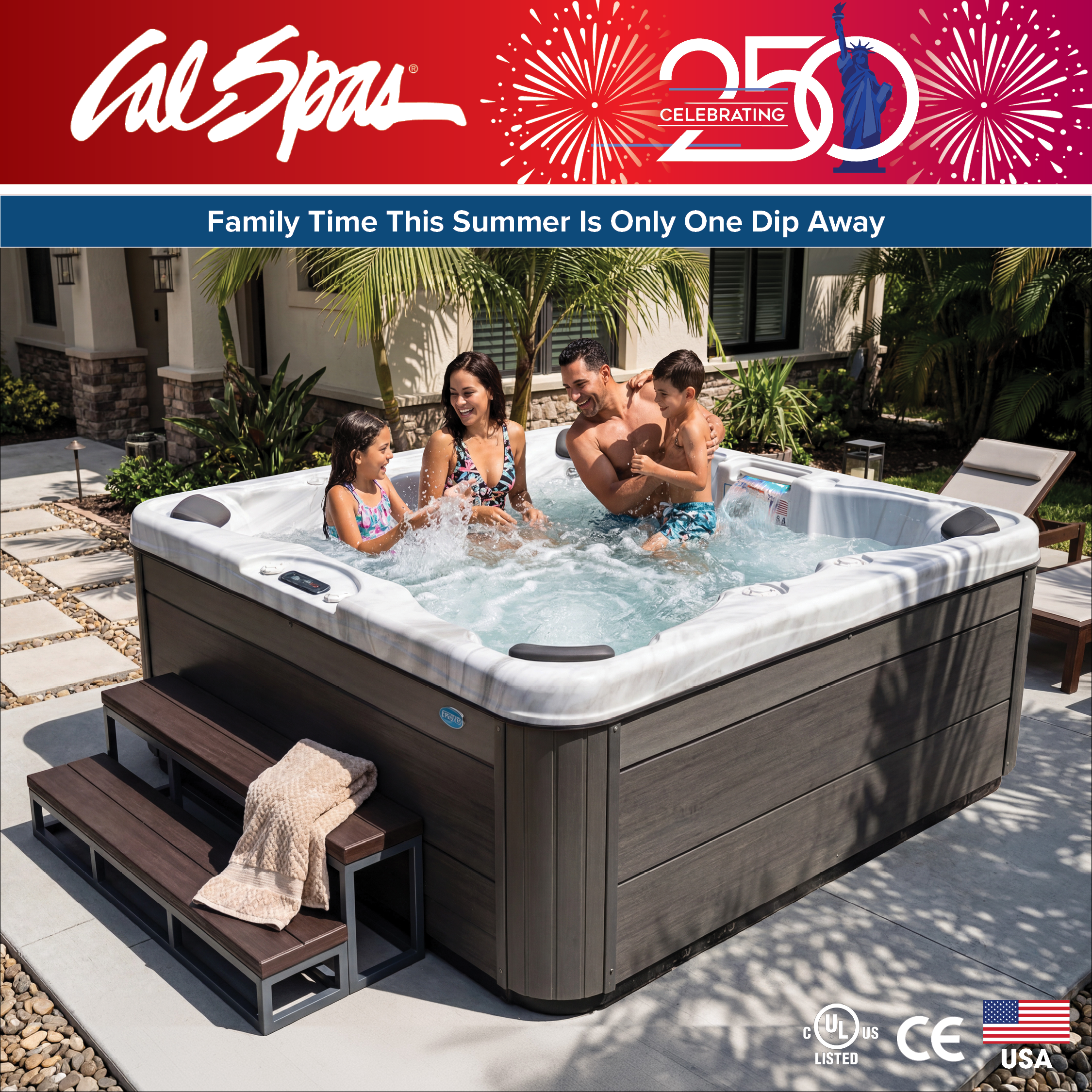 Calspas hot tub being used in a family setting - Dayton